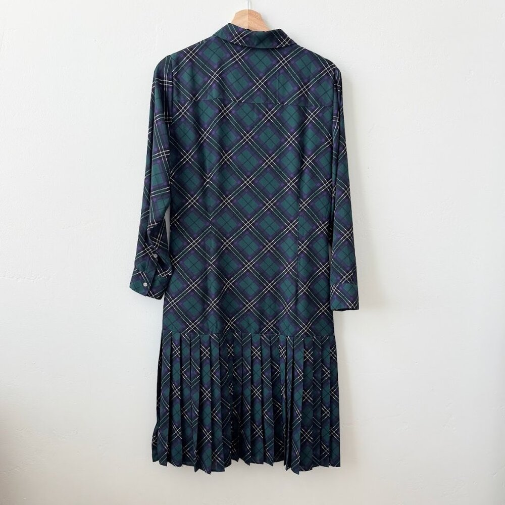 UNTUCKit Janice Plaid Shirt Dress Pleated Button Front Preppy Size 4 - Picture 4 of 12